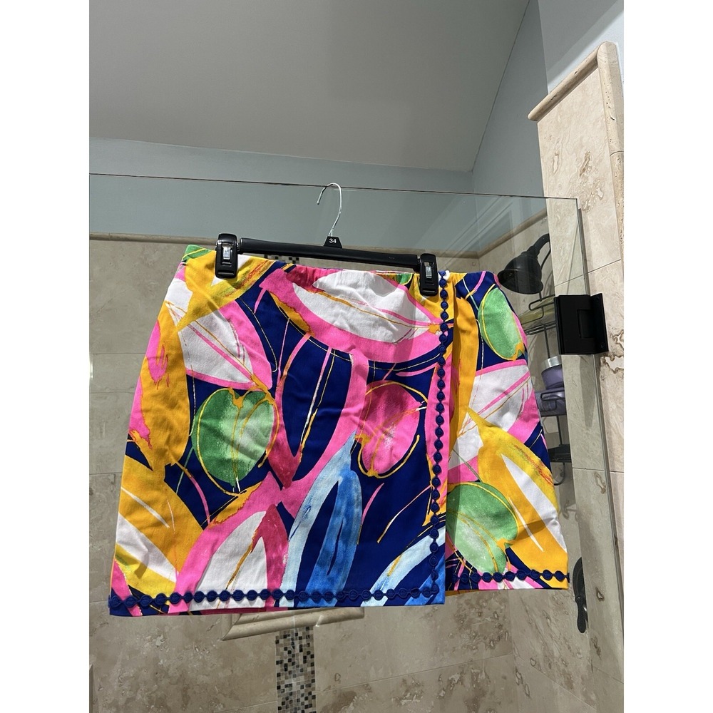 Crown & Ivy Women Pink Blue Floral Wrap Tennis Golf Skort Skirt Shorts 14